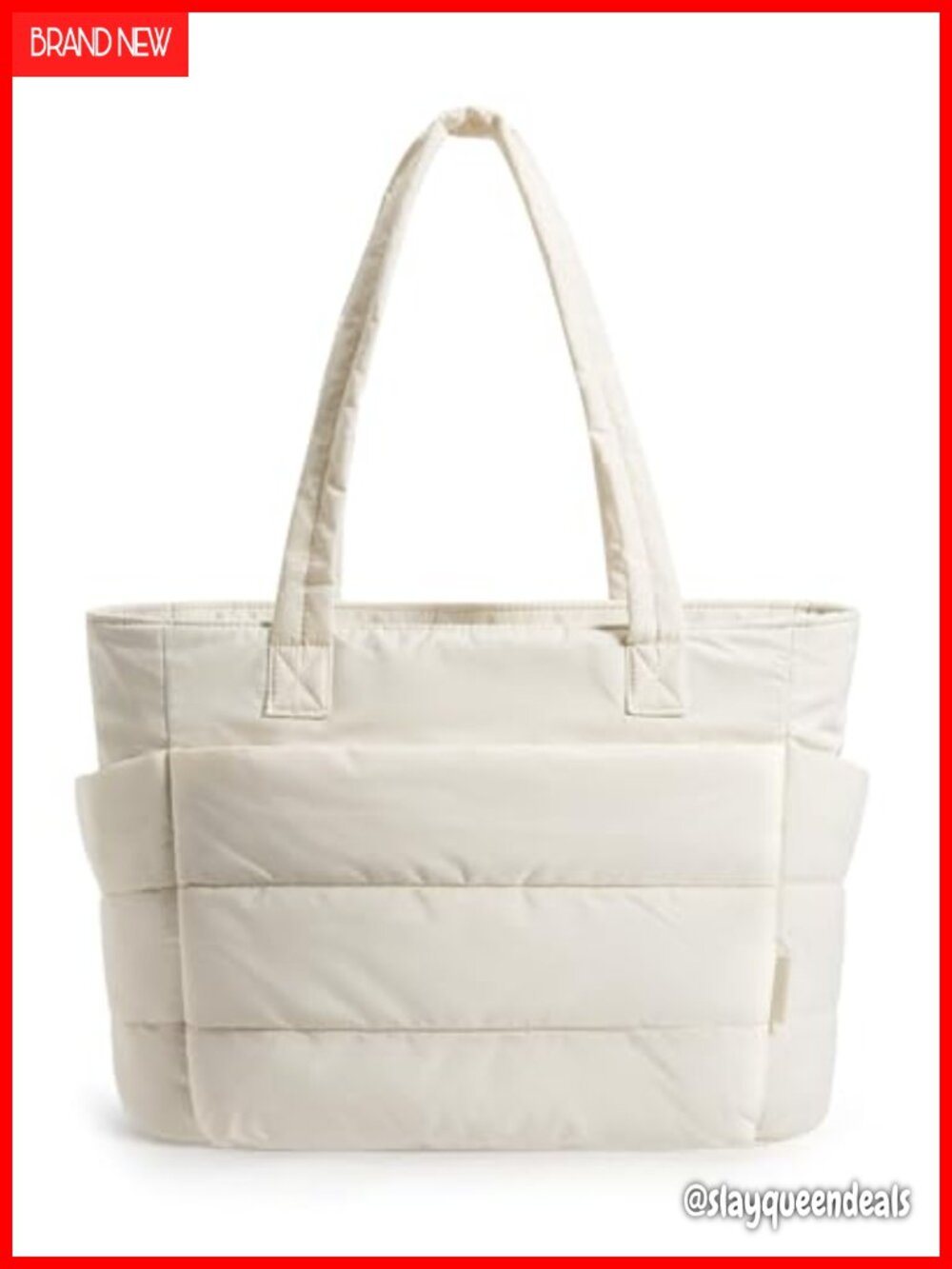 Puffy Tote Bag Lightweight Work Laptop Travel Handbag Zipper